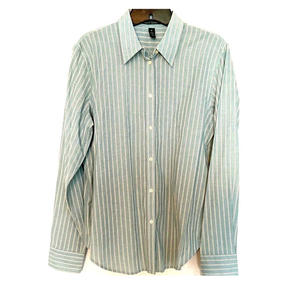 Lauren Ralph Lauren Blue & Cream Striped Button Up